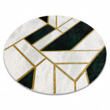 Exclusiv EMERALD covor 1015 cerc - glamour, stilat, marmură, geometric sticla verde / aur, cerc 120 cm