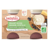 Crema din Lapte de Ovaz cu Banane si Afine, 2x130 gr, BabyBio