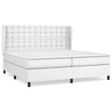 Cumpara ieftin Pat box spring cu saltea, alb, 200x200 cm, piele ecologica