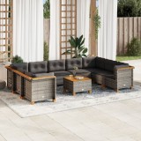 Gossi set mobilier de gradina cu perne, 10 piese, gri, poliratan