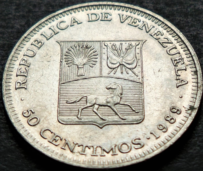 Moneda exotica 50 CENTIMOS - VENEZUELA, anul 1989 * cod 4631