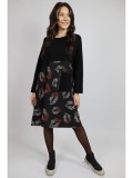 ROCHIE MIDI CU MANECA LUNGA SI BUZUNAR APLICAT KISS TALIE UNICA Negru