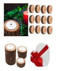 Suport lumanari lemn set 12 cutii +un set cadou foto