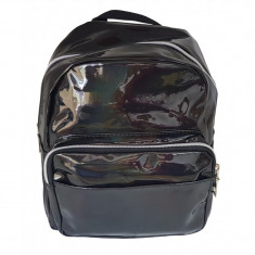 Rucsac holographic, casual sau pentru scoala, pentru femei sau fete, negru, Bonus penar foto