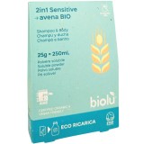 Biolu Gel de dus si sampon 2in1 Sensitive pudra, 25g, refill ecologic, plastic-free, cu ovaz organic, pentru copii, bio, vegan