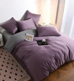 Cumpara ieftin Lenjerie De Pat Tip Matase Nibiru Tm005, Bumbac, Poliester, 4 Piese, Fara Elastic, Lila