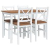 Set mobilier de bucatarie, 5 piese, maro si alb