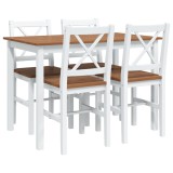 Set mobilier de bucatarie, 5 piese, maro si alb