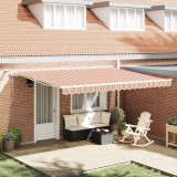 Marchiză Retractabilă Automată cu Dungi LED Multicolore 450x300 cm