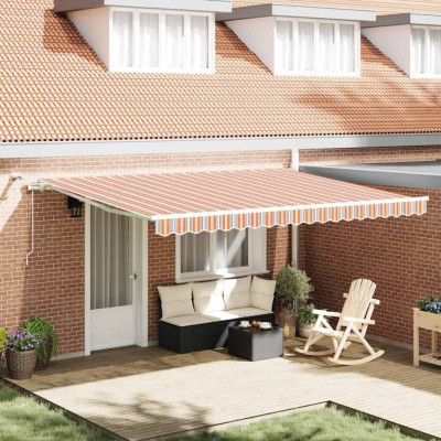 Marchiză Retractabilă Automată cu Dungi LED Multicolore 450x300 cm foto