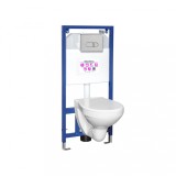 Set WC suspendat Kerra ROSSA cu rezervor &icirc;ncastrat si buton crom