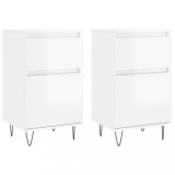 Servante, 2 buc., alb extralucios, 40x35x70 cm, lemn prelucrat, DKD Home Decor