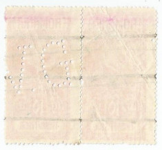 Romania, lot 40 cu 2 timbre fiscale cu perfin V.G., obliterate foto