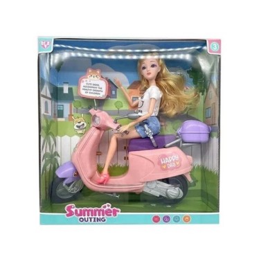 Papusa cu articulatii si scooter 29 cm foto