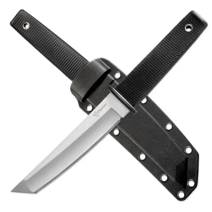 Cutit de vanatoare Katana Tanto Flint Foxter, 30 cm, toc inclus, argintiu