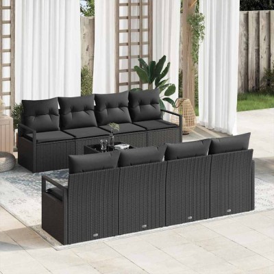 vidaXL Set de canapele pentru grădină 9 pcs Negru 55 x 55 x 37 cm 3354982 foto