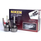 Kit 2 Becuri LED Auto H4 36W 4000LM 5500K Alb Rece, NIKEN, Durata 30000h, Montaj Facil