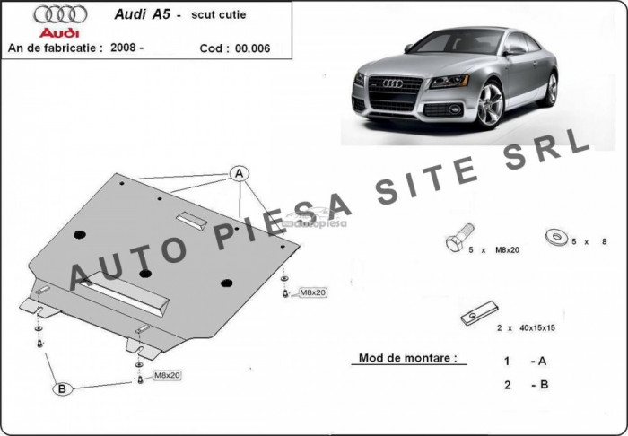 Scut metalic cutie viteze Audi A5 fabricat incepand cu 2007 APS-00,006