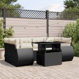 Cumpara ieftin Gossi set canapele de gradina cu perne, 7 piese, negru, poliratan