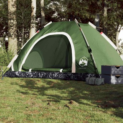 vidaXL Cort de camping pentru 5 persoane, eliberare rapidă, verde foto