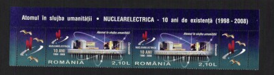 ROMANIA 2008 - ATOMUL IN SLUJBA UMANITATII, 2 VALORI + 2 VINIETE, MNH - 1819 foto