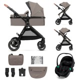 Carucior 3 in 1 Kinderkraft Esme Pro cu scoica auto, Sand Beige