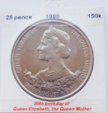 2054 Guernsey 25 pence 1980 Elizabeth II (Queen Mother) km 35, Europa