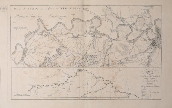 Harta veche - Cursul Dunarii, anul 1806
