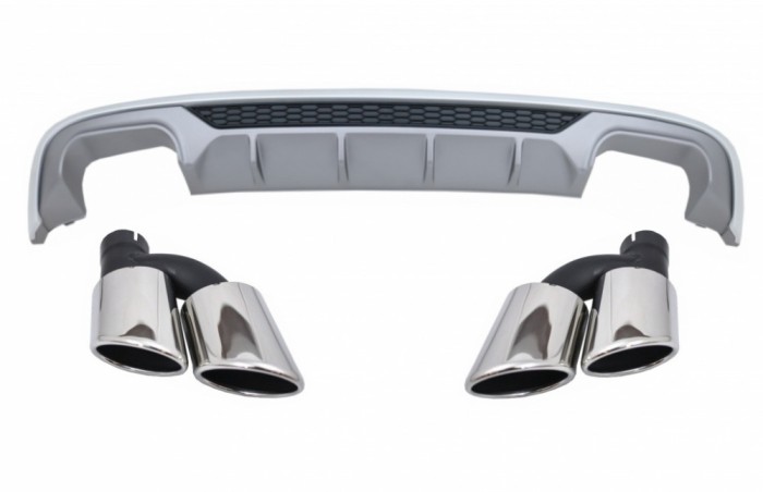 Difuzor Bara Spate cu Ornamente toba Audi A3 8V Facelift Hatchback Sportback (2016-2019) S3 Design pentru Bara Standard Performance AutoTuning