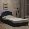 VidaXL Cadru de pat cu lumini LED, negru, 100x200 cm, piele ecologică 3214001