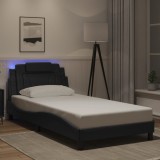 VidaXL Cadru de pat cu lumini LED, negru, 100x200 cm, piele ecologică
