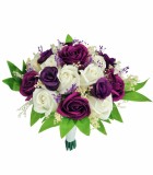 Buchet mediu personalizabil cu trandafiri si floarea miresei (Violet, Alb), Eventissimi&reg;