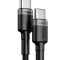 CABLU alimentare si date Baseus Cafule, Fast Charging Data Cable pt. smartphone, USB Type-C la USB Type-C PD2.0 20V/5A, brodat, 2m, gri+negru &quot;CATKLF-