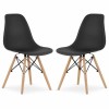 Set 2 Scaune Acerenza, Stil Scandinav cu Picioare din Lemn de Fag, Cadru Metalic, Sezut PP, Maxim 120 Kg, 46 x 54 x 82 cm, Negru