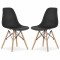 Set 2 Scaune Acerenza, Stil Scandinav cu Picioare din Lemn de Fag, Cadru Metalic, Sezut PP, Maxim 120 Kg, 46 x 54 x 82 cm, Negru