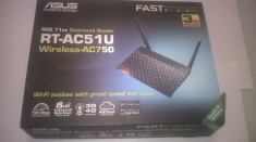 Router Wireless Asus RT-AC51U, AC750, 300 + 433 Mbps,4 x RJ45, USB 2.0, Black foto