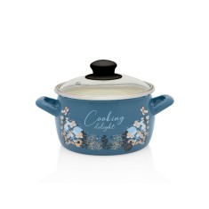 Metalac Oala 2.2 L cu capac sticla Cooking Delight email/16 cm/2.2 L