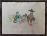 Ah! Les femmes!...// litografie de epoca Georges Redon, Scene gen, Ulei, Realism