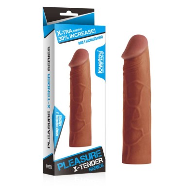 Pleasure X-Tender 1 - Manșon prelungire penis, 17 cm, maro foto