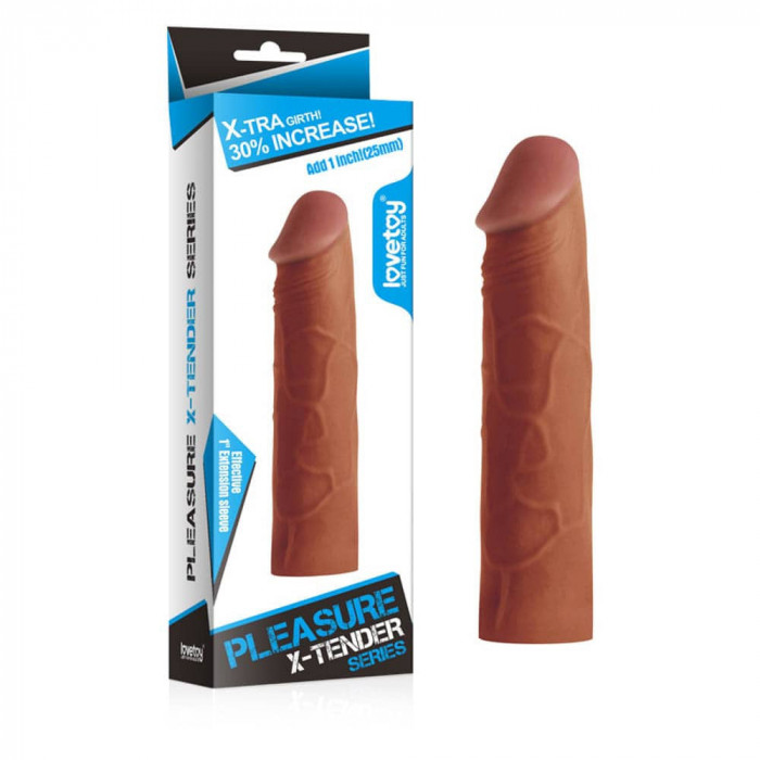 Pleasure X-Tender 1 - Manșon prelungire penis, 17 cm, maro