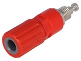 Conector banană 4mm soclu 36A 30VAC 60VDC orificiu &Oslash;6mm roșu