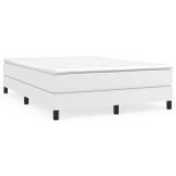 Cumpara ieftin Cadru de pat cu arcuri, alb, 140x190 cm, piele ecologica