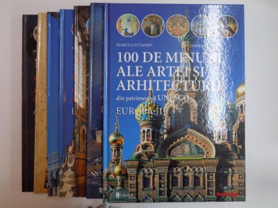 100 DE MINUNI ALE ARTEI SI ARHITECTURII DIN PATRIMONIUL UNESCO de MARCO CATTANEO , JASMINA TRIFONI 2002 * SET DE SAPTE VOLUME foto