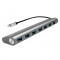 HUB 7 porturi USB3.0, USB3.1-C pe cablu, Carcasa Aluminiu, Logilink UA0310
