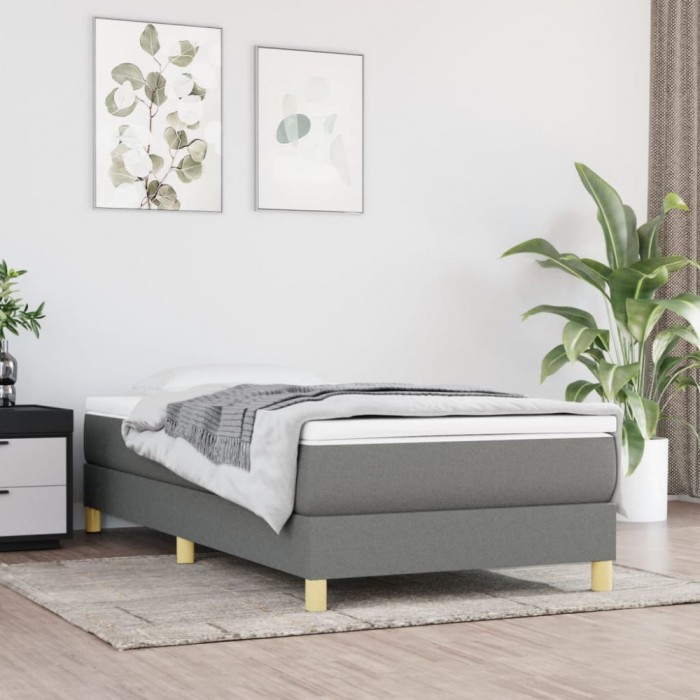 vidaXL Cadru de pat box spring, gri &icirc;nchis, 100x200 cm, textil