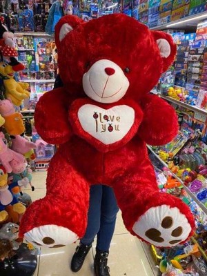 Urs buburuze pe inima 1m rosu foto