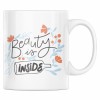 Cana alba personalizata &quot;Cadou special pentru iubita Beauty is inside&quot;, INOVATIX&reg;. 330ml, Oem