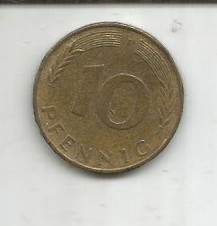 No(2) moneda-RDG-GERMANIA 10 PFENING / 1980. F foto