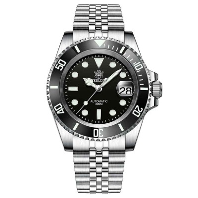 Ceas automatic de scufundari STEELDIVE SD1953, 41 mm, bratara argintie, carcasa si cadran negru, NH35, cristal safir, 30 ATM foto