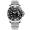 Ceas automatic de scufundari STEELDIVE SD1953, 41 mm, bratara argintie, carcasa si cadran negru, NH35, cristal safir, 30 ATM